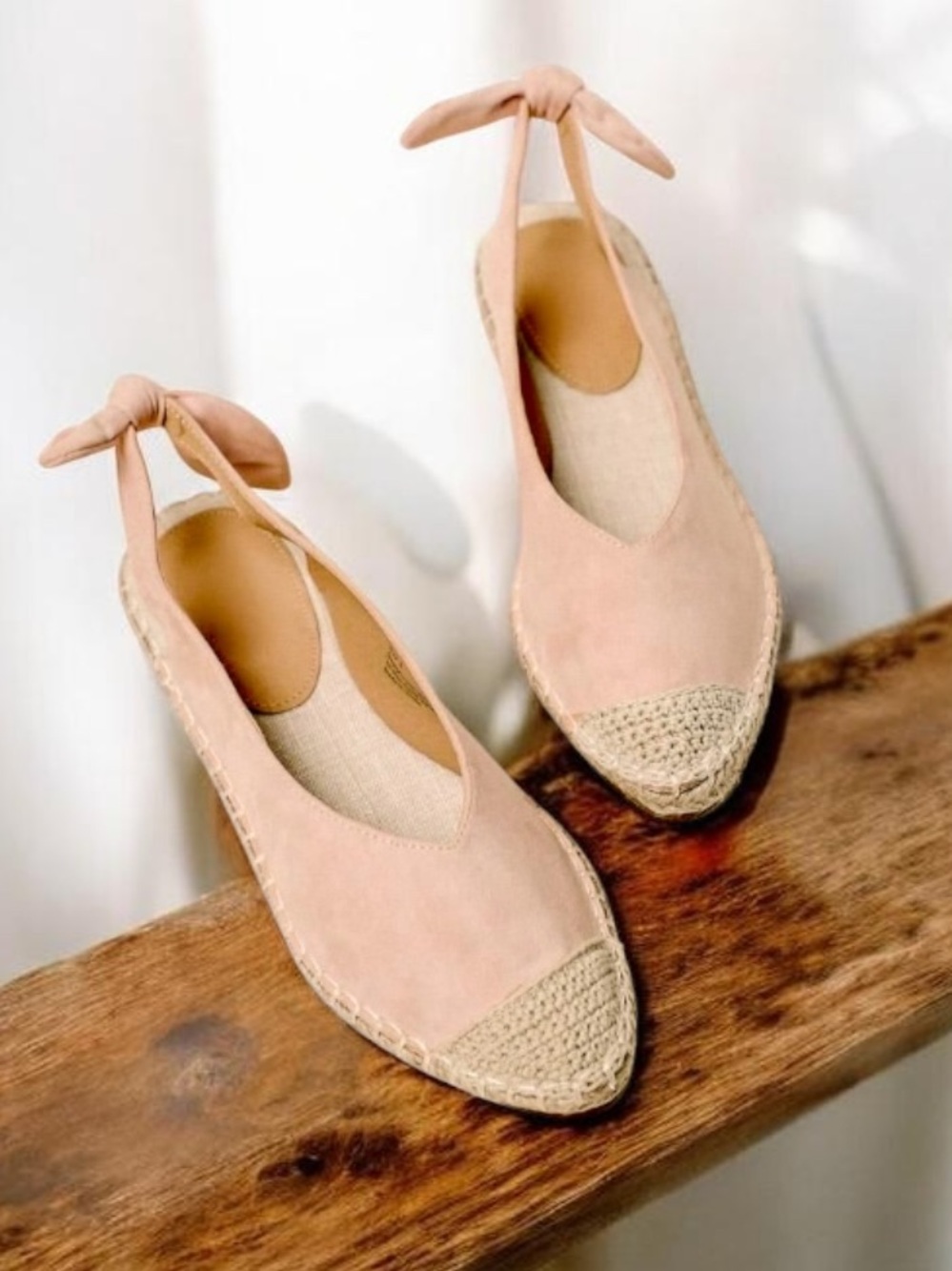 BEAST FASHION Melody Faux Suede Espadrille Flats  in Blush Pink ~ New In Box